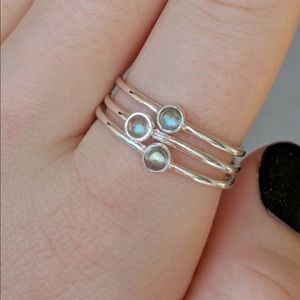 Sterling Silver Labradorite Gemstone Stacking Ring